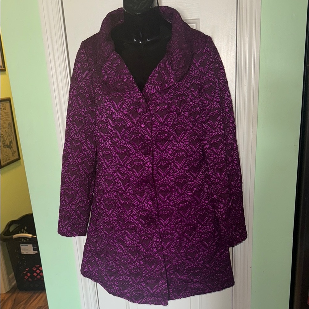 Jerry T Fashion Purple/Fuchsia Y2K Queen of Hearts Design Jacket/Coat Size Med